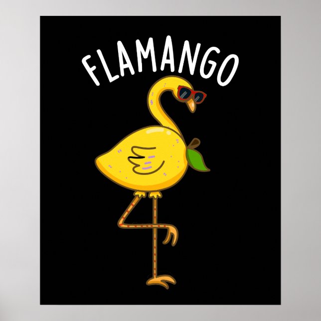 Póster Fla-mango Funny Flamingo Pun Dark BG (Frente)