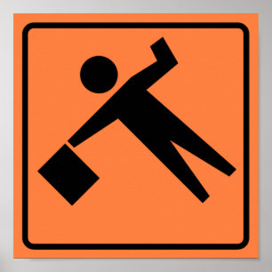 Póster Flagman Ahead Highway Rótulo