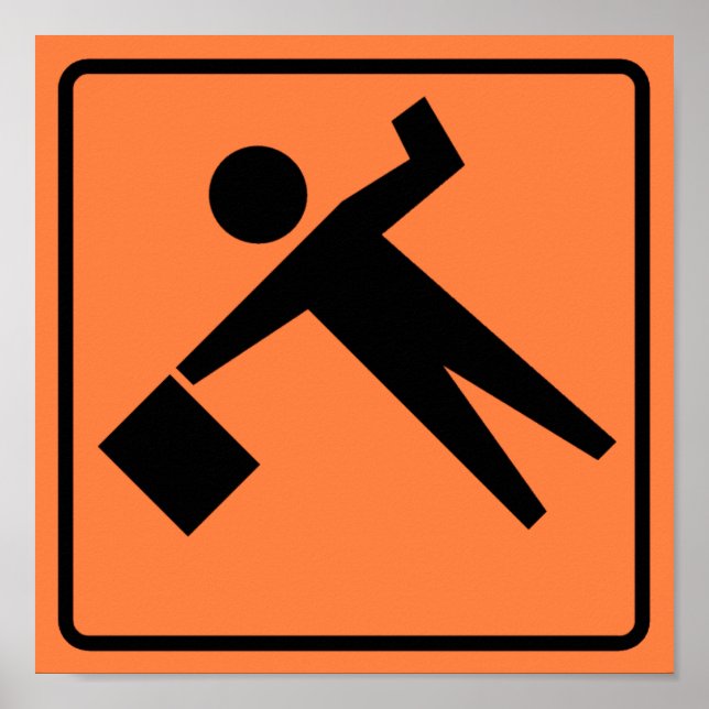 Póster Flagman Ahead Highway Rótulo (Frente)