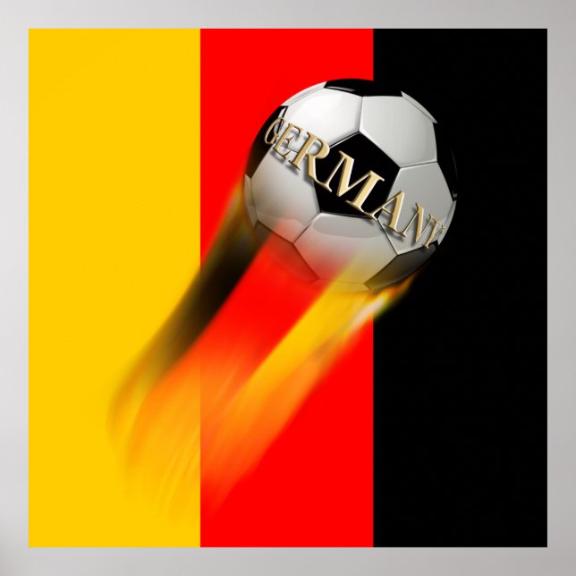 Póster Flamando la pelota de fútbol de Alemania en la ban (Frente)