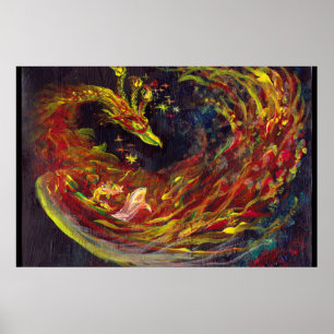 Póster Flamas de Phoenix Pheonix Red Firebird Thunderbird
