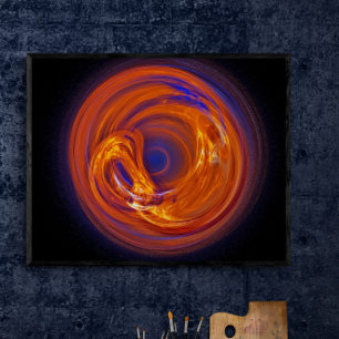 Póster Flame de vidrio líquido Resumen de arte fractal Po