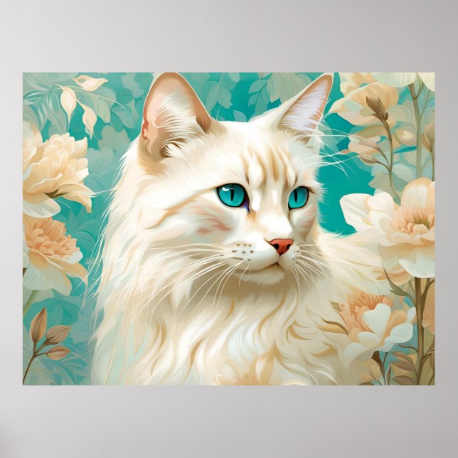 Póster Flame Lynx Point Siamese Retrato Art (Frente)