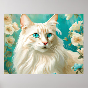 Póster Flame Lynx Point Siamese Retrato Art