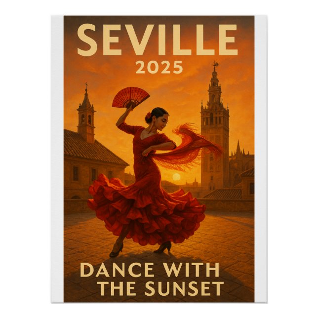 Póster Flamenco al atardecer en Sevilla (Anverso)