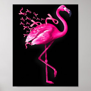 Póster Flamenco ave rosa conciencia del cáncer de mama