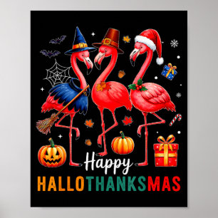 Póster Flamenco Feliz Hallothanksmas Divertido Halloween