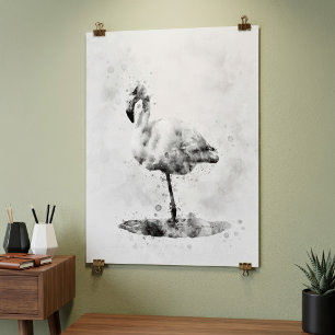 Póster Flamenco Monocromo Elegante en Acuarela