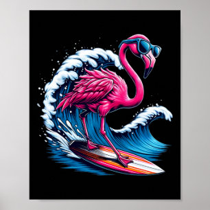 Póster Flamenco Playa de Surf Hawaiano Ola Verano