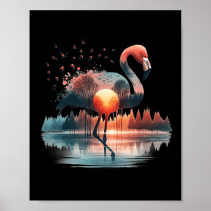 Póster Flamenco Retro Bosque Al Aire Libre Naturaleza Muj