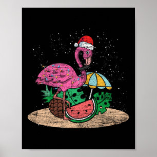 Póster Flamenco rosa de Navidad Hawái verano tropical Nav