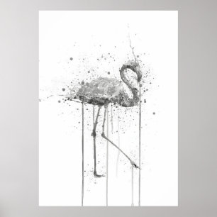 Póster Flamenco Rosa Gris