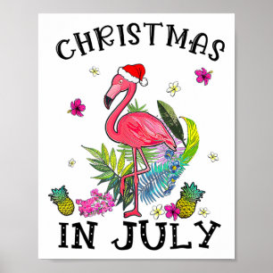 Póster Flamenco Rosa Tropical Navidad En Julio Verano