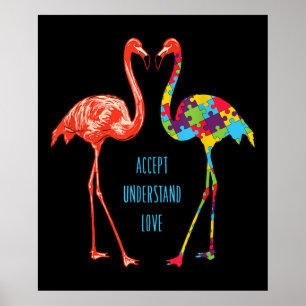 Póster Flamencos   Aceptar Entender el amor Autismo Flami