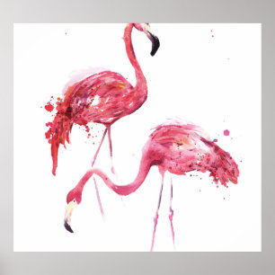 Póster Flamencos acuarelas, Diseño Elegante.