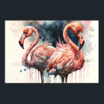 Póster Flamencos de color de agua rosado tropical<br><div class="desc">Este diseño se puede personalizar eligiendo la opción Editar diseño. También puede transferir a otros artículos. Póngase en contacto conmigo en colorflowcreations@gmail.com o utilice la opción de chat en la parte superior de la página si desea tener este diseño en otro producto o necesita ayuda con este diseño. Ver más...</div>