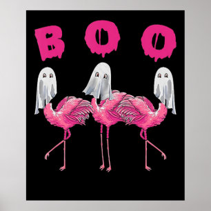 Póster Flamencos Disfraz Flamingo Boo Halloween