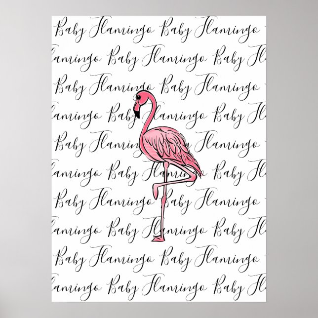 Póster Flamencos | flamingo rosa, ave tropical rosa (Frente)