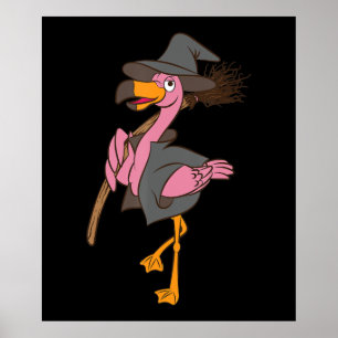 Póster Flamencos Halloween Flamingo Witch Guay Pink Bir