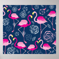 Flamencos rosados: Patrón oscuro gráfico