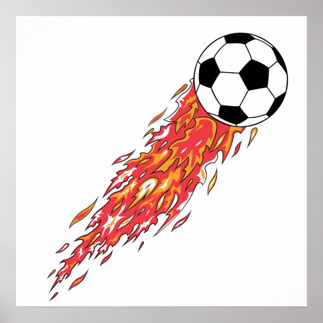 Póster flames fire soccer ball (Frente)