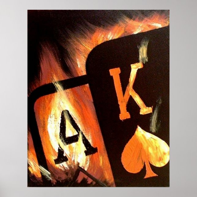 Póster Flaming Ace King Big Slick Poker Poster by Teo (Frente)