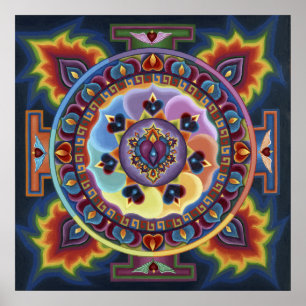 Póster Flaming Heart Mandala