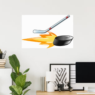 Póster Flaming Hockey Puck Poster
