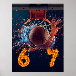 Póster Flaming Six Seven Basketball Scoring Thru Hoop