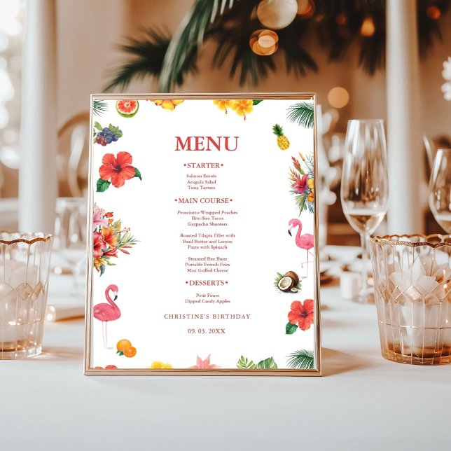 Póster Flamingle Luau Floral Tropical Cumpleaños (Subido por el creador)