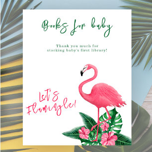 Póster flamingo baby ducha Libros para bebé