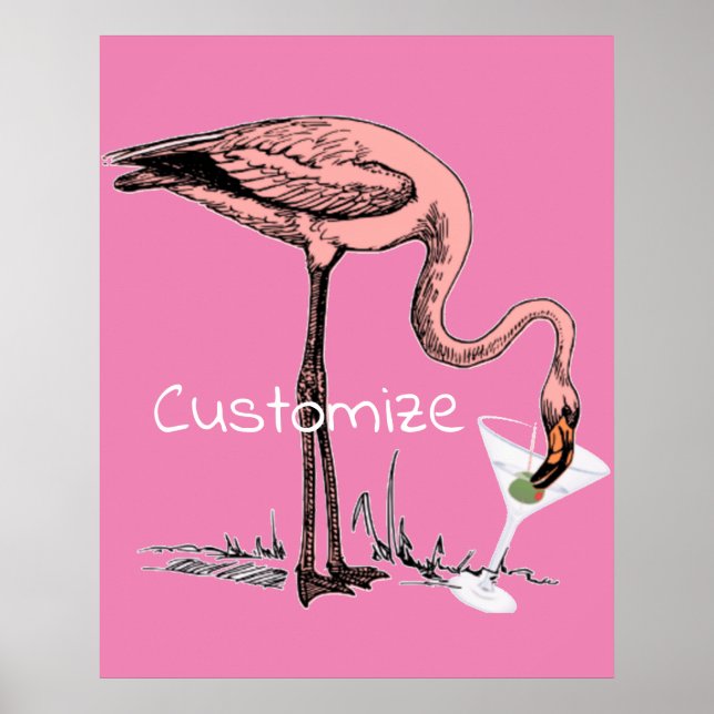 Póster Flamingo Beber Martini Thunder_Cove (Frente)