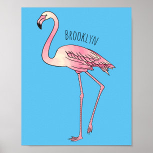 Póster Flamingo bird cartoon illustration