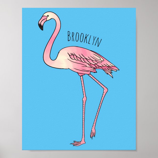 Póster Flamingo bird cartoon illustration (Frente)