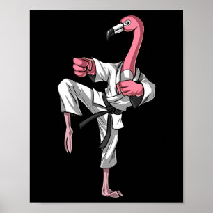 Póster Flamingo Bird Karate Ninja Kickboxing Taekwondo Ma