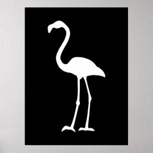 Póster Flamingo blanco y negro
