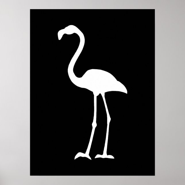 Póster Flamingo blanco y negro (Frente)