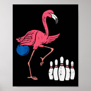 Póster Flamingo Bowling Funny Sport Bowler Team
