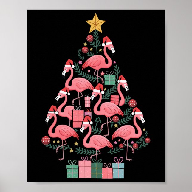 Póster Flamingo Christmas Tree (Frente)