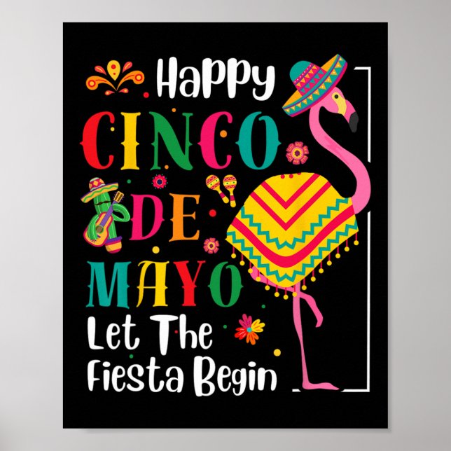 Póster Flamingo Cinco De Mayo Fiesta Mexicana Para Hombre (Frente)