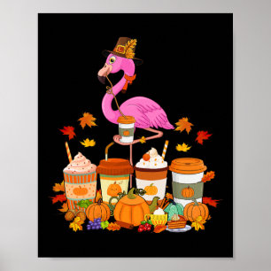 Póster Flamingo Con Gorra Cae Café Con Mucho Más