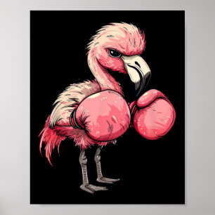 Póster Flamingo De Boxeo Gracioso Con Guantes Rosa Niños 