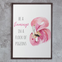Flamingo De Color Rosa Exótico Moderno Con Cita