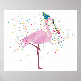 Póster Flamingo de fiesta - Animales con Fiesta