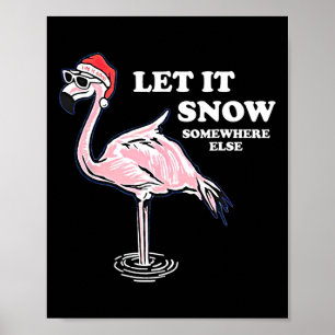 Póster Flamingo Deja Que Nieva A Otros Navidades