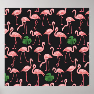 Póster Flamingo Elegance: Vieja Monstera Fusión.