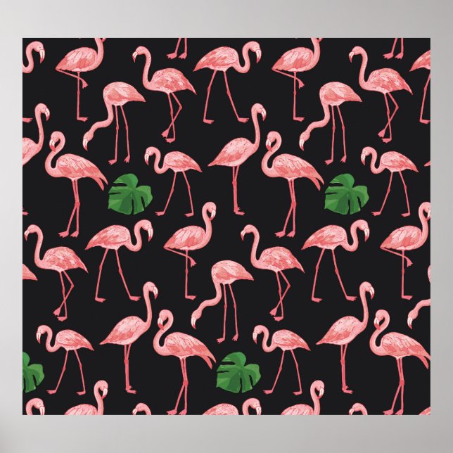 Póster Flamingo Elegance: Vieja Monstera Fusión. (Frente)