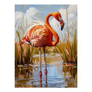 Póster Flamingo en el salvaje