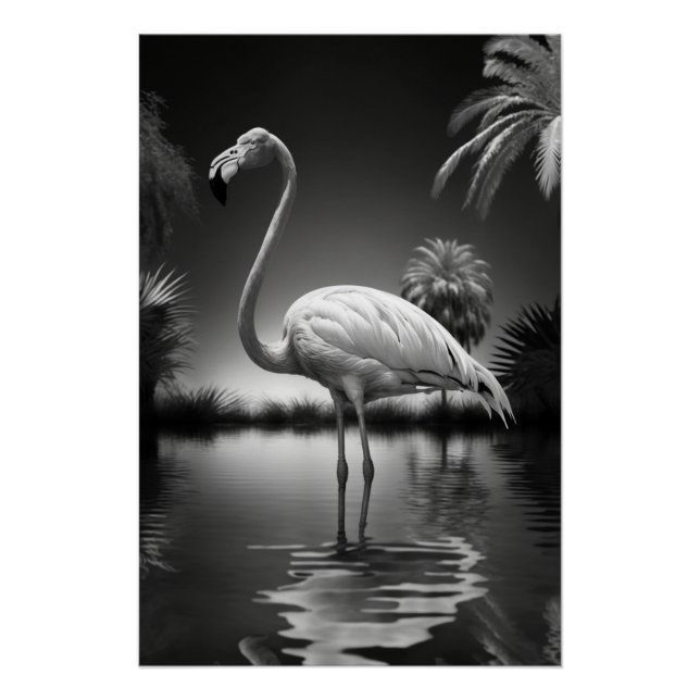 Póster Flamingo en un estanque (Anverso)