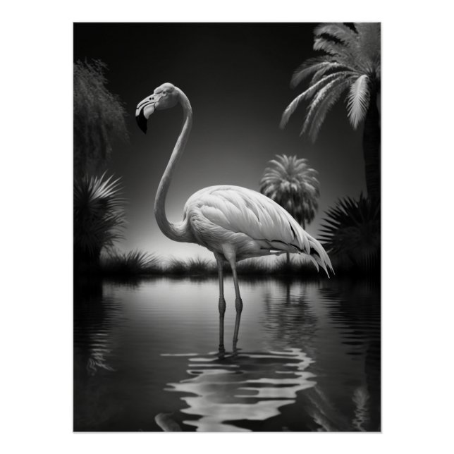 Póster Flamingo en un estanque (Anverso)